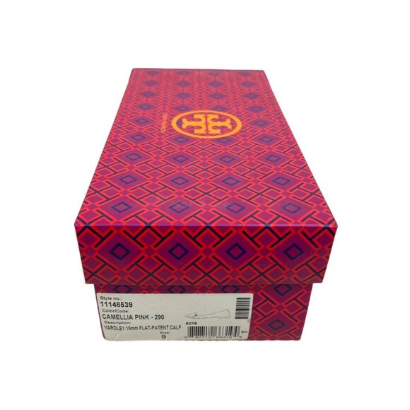Tory Burch Women’s Yardley Camellia Pink Flat Patent Calf Sz 9 - New - Picture 12 of 12